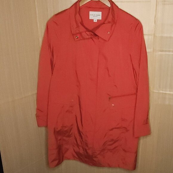 Cole Haan Jackets & Blazers - Cole Haan Salmon Pink Long Trench Windbreaker Rain Coat Large